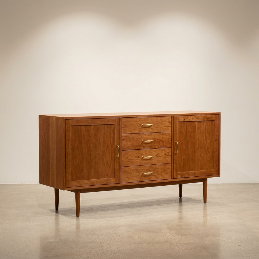Cherry sideboard with brass hardware